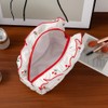 Quilted Travel Cosmetic Bag Organizer Stylish Cherry Print Makeup Pouch