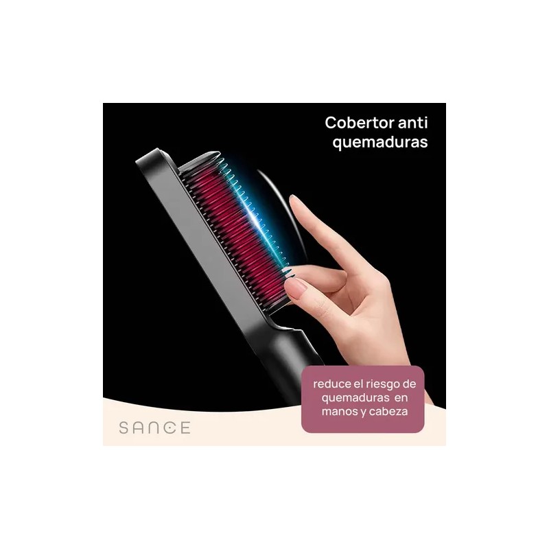 Cepillo Alaciador Electrico Sance Peine Alisador Profesional Rosa 2