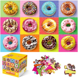 Jumbo Floor Puzzle for Kids,48 Piece Colorful Donuts Jigsaw Puzzles,Learning Educational Toys for Toddlers Ages 3-5,Children Gift for Boy Girl Ages 4-8 (Donut)