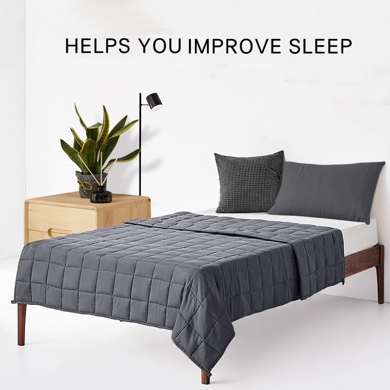 ZonLi Weighted Blanket (60"x80", 20lbs, Dark Grey) Queen Size Weighted