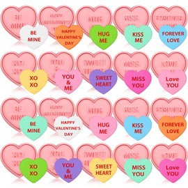 Hoolerry 20 Pcs Valentine's Day Cookie Cutters 3D Conversation Hearts Cookie Stampers Set Biscuit Fondant Pastry Cutter Stamps for DIY Baking Supplies (Letters)