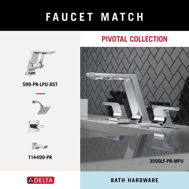 DELTA Pivotal Toilet Paper Holder With Shelf, Polished Chrome, Bathroom
