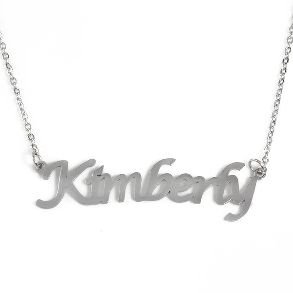 Kigu Kimberly Personalized Name - Silver Tone Necklace - Adjustable