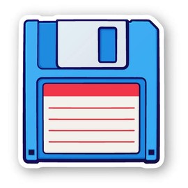 Squiddy Computer Floppy Disk Retro - Vinyl Sticker Decal for Phone, Laptop, Water Bottle (3" Tall)