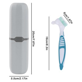 6 Pieces Portable Denture Cleaning Brushes: Hard Denture Brush Dentures Double Sided Brush, Denture Cleaning Brush with 2 Carry Bags for Cleaning Artificial Teeth