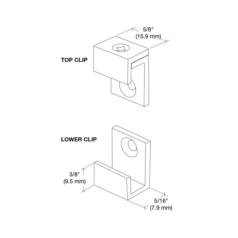 C.R. LAURENCE MC01BN CRL Brushed Nickel 5/8" Wide Mirror Clip