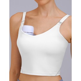 CFRTMTBB Nursing Tank Tops for Breastfeeding Nursing Sports Bras U Back Sleeveless Tank Top Yoga Workout Fitness Maternity Bra (White,L)