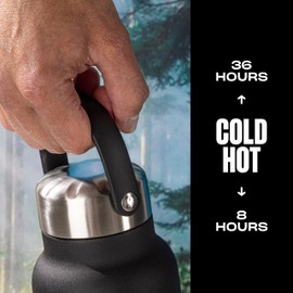 S'well Recycled Stainless Steel Explorer with Insulated Lid and Handle, 24oz, Onyx, Triple Layered Vacuum Insulated Containers Keeps Drinks Cold for 36 Hours and Hot for 8