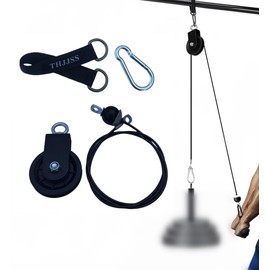 Sistema de polea de cable de peso, gimnasio, rueda de polea giratoria de 360 grados, polea silenciosa de 3.5 pulgadas, cable de 59 pulgadas y correas de hamaca de mosquetón para equipos de gimnasio en
