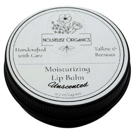 Tallow Lip Balm | 100% Organic Tallow, Organic Beeswax, Jojoba, and Shea Butter | Moisturizing Lip Care for Dry, Chapped Lips | Handcrafted in USA - Unscented