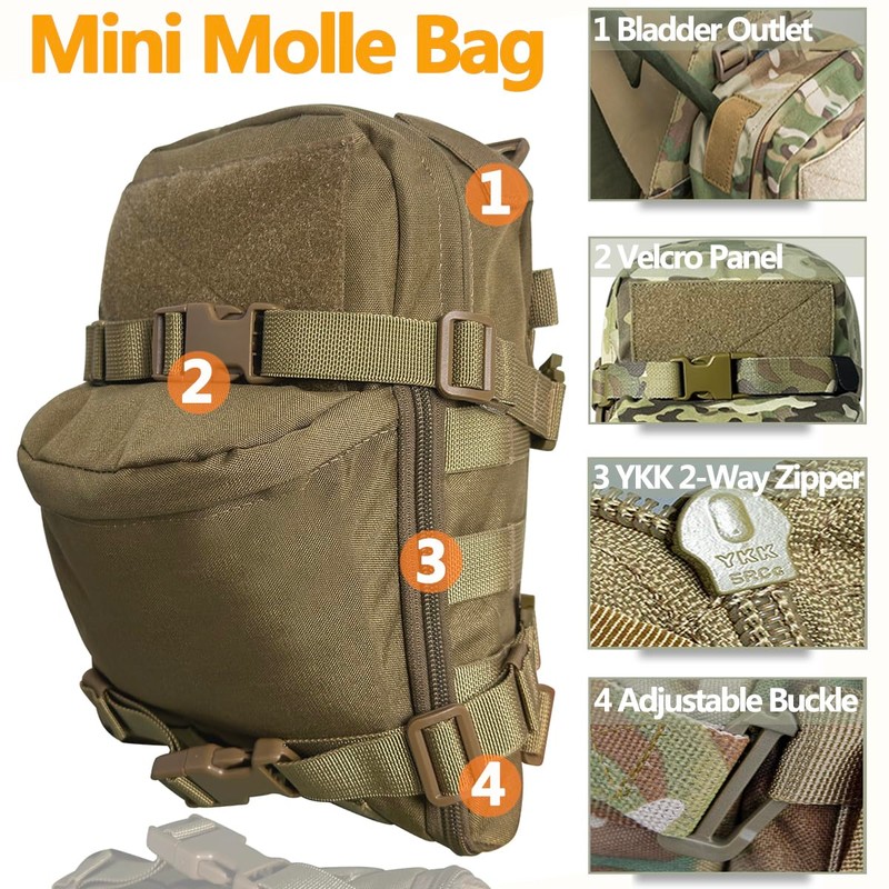 Tactical MOLLE Hydration Pack for 2L Hydration Water Bladder 500D