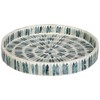Coastal Home 12 in Round Blue Capiz Tray 15'' Blue