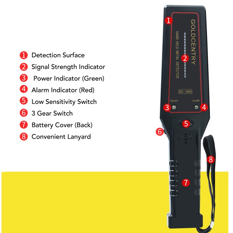 Handheld Metal Detector Portable Vibration Buzzer Security Detection Alarm with