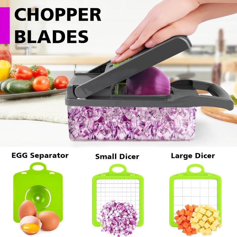 Vylari Vegetable Chopper with Blade: Onion Chopper, Slicer, Dicing Cutter,