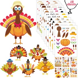 Outus 417 Pieces Make-a-Turkey Stickers Thanksgiving Crafts Make Your Own Turkey Stickers Thanksgiving Activities Autumn Fall Harvest Party Favors