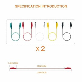 10pcs Alligator Electrical Clips Lead, 20 inches Double Ended Alligator Clips for Test Probes & Leads with 5 Colors
