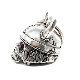 Bravo Bells - Casco vikingo con calavera de diamante, accesorio de campana de motociclista o llavero para buena suerte en la carretera