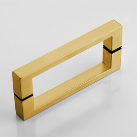 FEKEWIO Glass Shower Door Handle 8 inches Back to Back Square Corner 304 Stainless Steel for 1/4" to 1/2" Thickness Glass - Brushed Gold