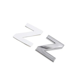 Motoforti Silver Tone Metal Z Letter Shaped Alphabet Sticker Emblem Badge Decals for Car Long-lasting
