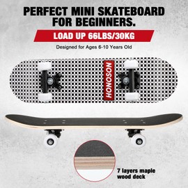 Honoson 7 Pcs Skateboard for Toddlers Beginners Knee Elbow Pads Wrist Guards Gear Set (Black White Plaid, Age 6-8 Kids 24 x 6)