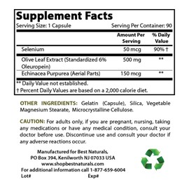 2 Pack - Best Naturals Olive Leaf Extract 700 mg 90 Capsules (Total 180 Capsules)
