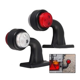 NP 2X Truck Trailer LED Elbow Rubber Side Marker Light White Red Outline Clearance Indicator Lamp for Lorry Van Caravans
