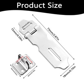 3-Pack Stainless Steel Padlock Hasp Latch 2 Inch, Door Latch Hardware, Suitable for Doors, Windows, Cabinets, Crates, Pet Cages, Small Durable Silver Door Lock Accessory