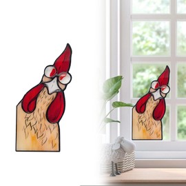 GTUDOR Funny Peeping Rooster Window Corner Decor, Acrylic Self-Adhesive Rooster Decor Stickers for Window, Wall, Room (Red Yellow B)