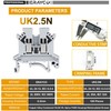 Erayco UK2.5B-GR DIN Rail Terminal Block, Screw Clamp, 600V 20A