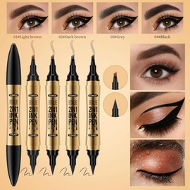 Eyebrow Pencil,Dual-Ended Eyebrow Pen,Brow Pencil 2-in-1,Eyebrow Eyeliner Black,Long Lasting Brow Makeup,Waterproof Brow Pen,Light Brown Eyebrow Pencil,Liquid Eyebrow Pen,Waterproof Eyebrow Pen,01#