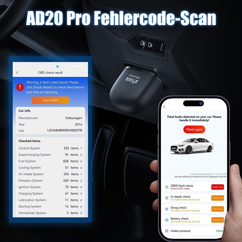 XTOOL AD20 Pro OBD2 Car Diagnostic Wireless Diagnosis Italian for