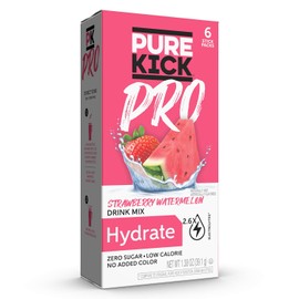 PURE KICK PRO Hydration Electrolyte Drink Mix, Strawberry Watermelon, Includes 1 Box with 6 Packets in Each Box