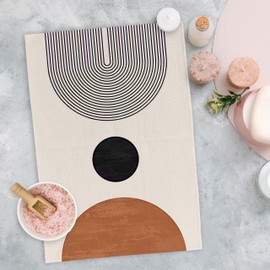 Yorhifa Boho Kitchen Towel Set of 4, Burnt Orange Boho Decorative Dish Hand Tea Towels for Kitchen Decor, Boho Bohemian Green Kitchen Bathroom Decor, Boho Kicthen Decor for Bathroom Kitchen 16x24inch