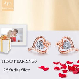 LAVUMO Earrings Silver 925 Rose Gold Women's Stud Earrings Set Gifts for Women Girlfriend Mum Best Friend Mother Grandma for Birthday Valentine's Day Christmas Jewellery Ladies Small Gifts, Sterling