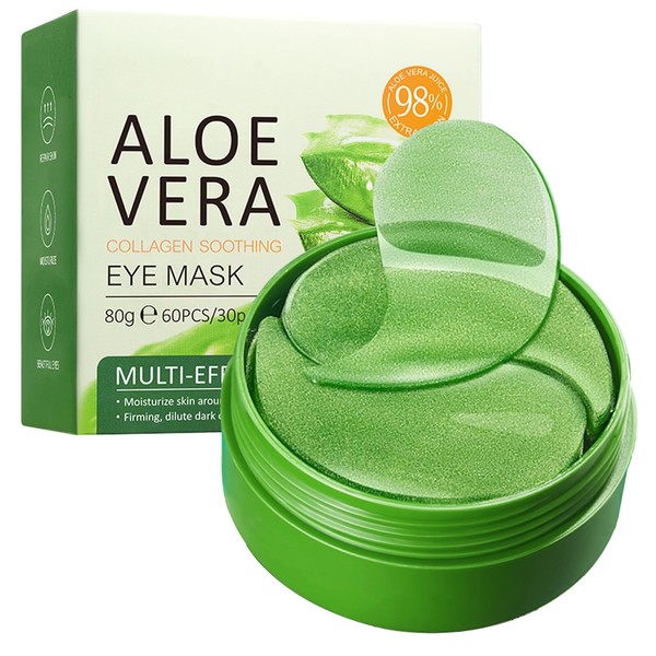 30 Pairs of Aloe Vera Collagen Eye Mask, Eye Mask Patch for Dark Circles in Gel with Moisturising Effect and Anti-Aging Effect, Relieve Fatigue, Reduces Eyes, Pouches, Lightening Skin Colour