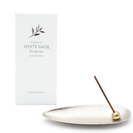 White Sage Incense Incense Holder Set of 2 Intenters Kit for Purification Incense Sticks 30 Sticks 100% Natural Ingredients Made in Japan Incense Smashing Healing (Incense Holder Color, Silver)