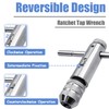 Mesee 2 Pieces T-Handle Ratchet Tap Wrench Set, Adjustable Ratcheting