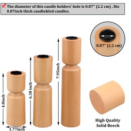 MILIVIXAY Decorative Wood Candle Holder Set of 3-Home Decor Taper Candle Stand,Natural Beech Wood Candlestick Holders Coffee Table Mantle Decor Centerpieces for Fireplace,Living or Dining Room Table.