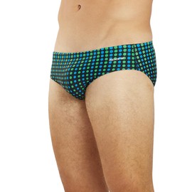 Sporti Molecule Swim Brief - Athletic Swimsuit Short Training Bathing Suit for Swimmers - Competition Pool Training Swimwear for Men - Blue/Green - 34