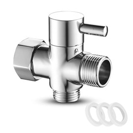 TONGNIDA Shower Diverter Valve,G1/2"Brass Shower Splitter Shower Valve with Rubber Washer,3-Way T Adapter Valve for Hand Held Showerhead,Fixed Spray Head,Handheld Toilet Nozzles,Chrome,7/8"×7/8"×G1/2