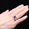 Uloveido Fashion Rhodium Plated Purple Crystal Anniversary Graduation Rings Valentine's