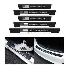 AUCELI 4PCS Car Door Sill Protector and 1PCS Rear Bumper Guard, Carbon Fiber Anti-Scratch Cover Strips, Trunk Door Entry Edge Protection Sticker, Auto Accessories for Vehicles