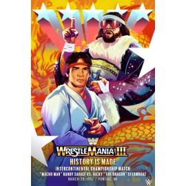 WWE GIANT 24”x36” POSTER PRINT  Wrestlemania 3 Ricky Steamboat Macho Man Savage