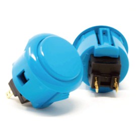 SANWA 2 pcs OBSF-30 Original Push Button 30mm - for Arcade Jamma Video Game & Arcade Joystick Games Console (Blue) S@NWA