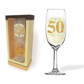 dor Glass 50 Years Flute Glitter Gold Gadget Gift Idea Party 50th Birthday