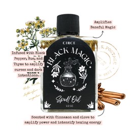 CIRCE Black Magic Spell Oil - for Setting Bold Intentions & Centering Your Energy - Add to Bath, Use in Rituals, Wear as Fragrance to Align w/Desires- Coconut Oil, Black Pepper & Rue Herb - 1/2oz