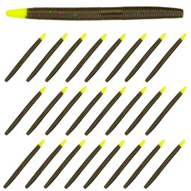 Reaction Tackle Wacky Worms/Soft Plastic Worm Stick Baits Green Pumpkin Chartruese Tip