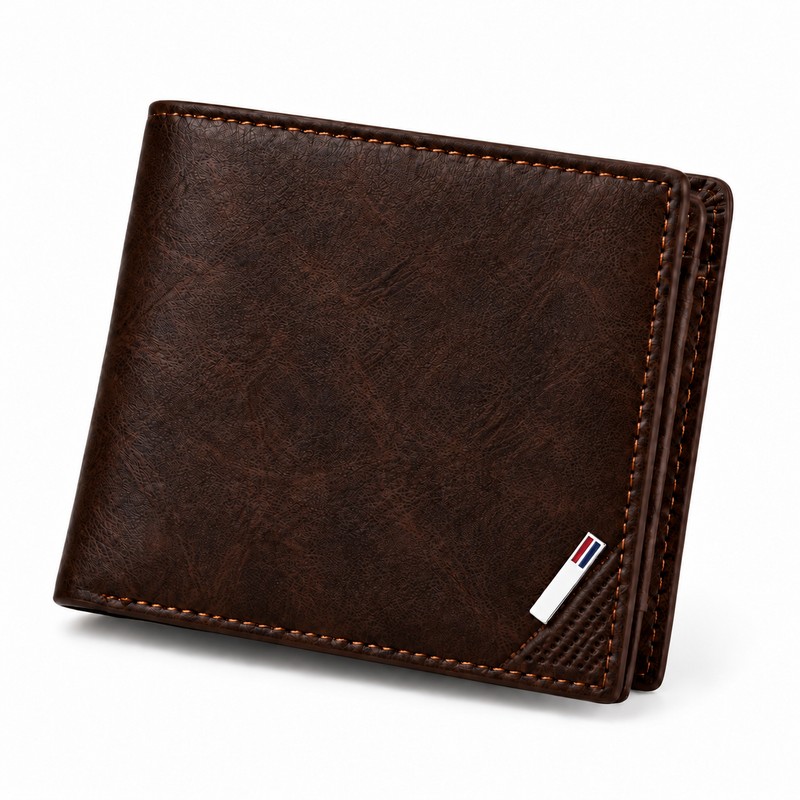 Men’s PU Leather Bifold Wallet for Daily Essentials – Compact