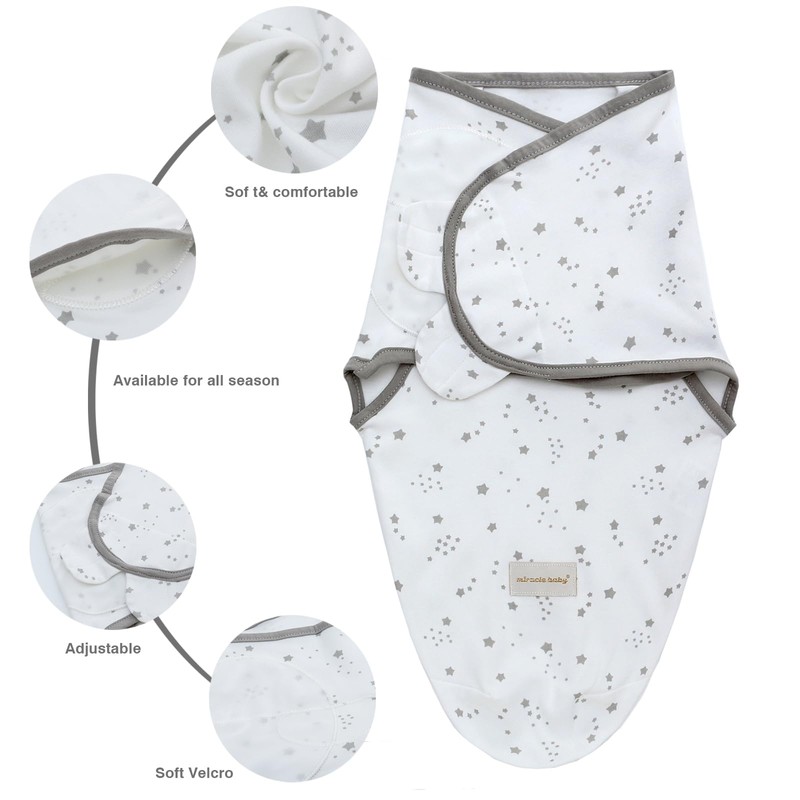 3-Pack Baby Swaddle Sleep Sacks, Newborn Blanket Wrap Adjustable Breathable