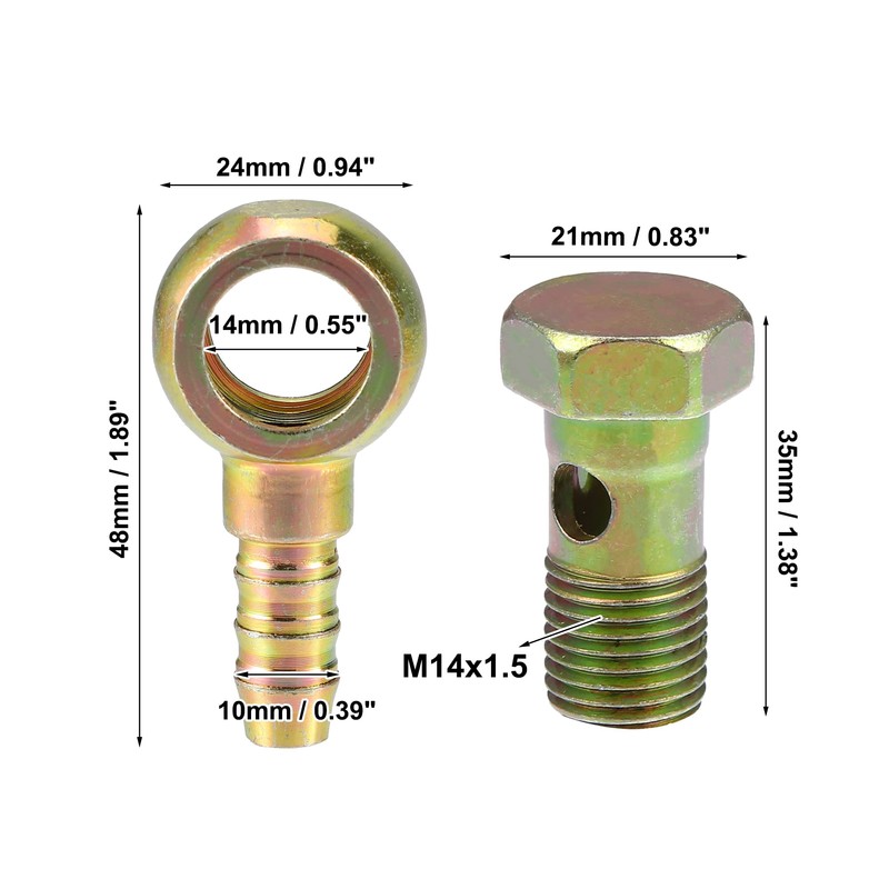 QUARKZMAN 1 Set M14 x 1.5 Banjo Bolt Hose Barb